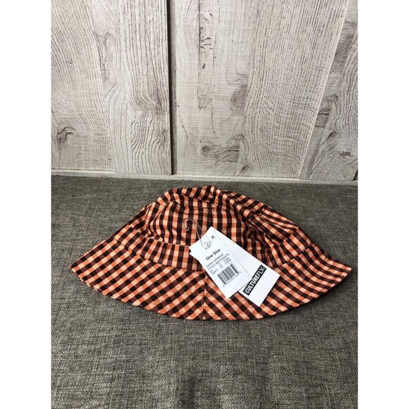 Adult Culture Fly Dark Orange Burgundy Black Checkered Bucket Hat One Size - Picture 2 of 3